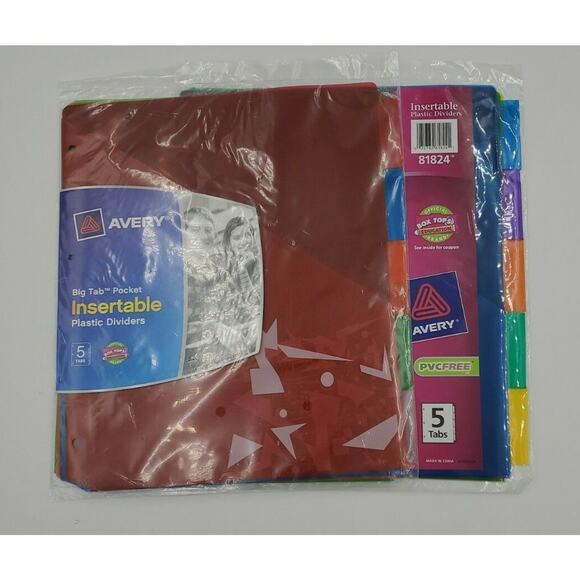 Avery Big Tab Pocket Insertable Plastic Dividers 5/Pack Lot Of 2 - Picture 1 of 5